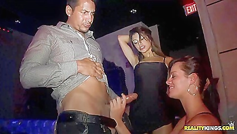 Threesome with toys and brunette lesbians